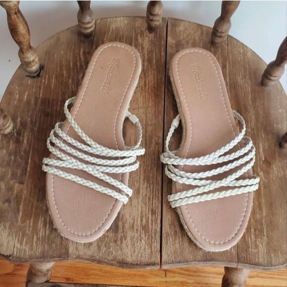 Madewell The Kathryn Espadrille Slide Sandal in Leather women's size 8 - Picture 1 of 12